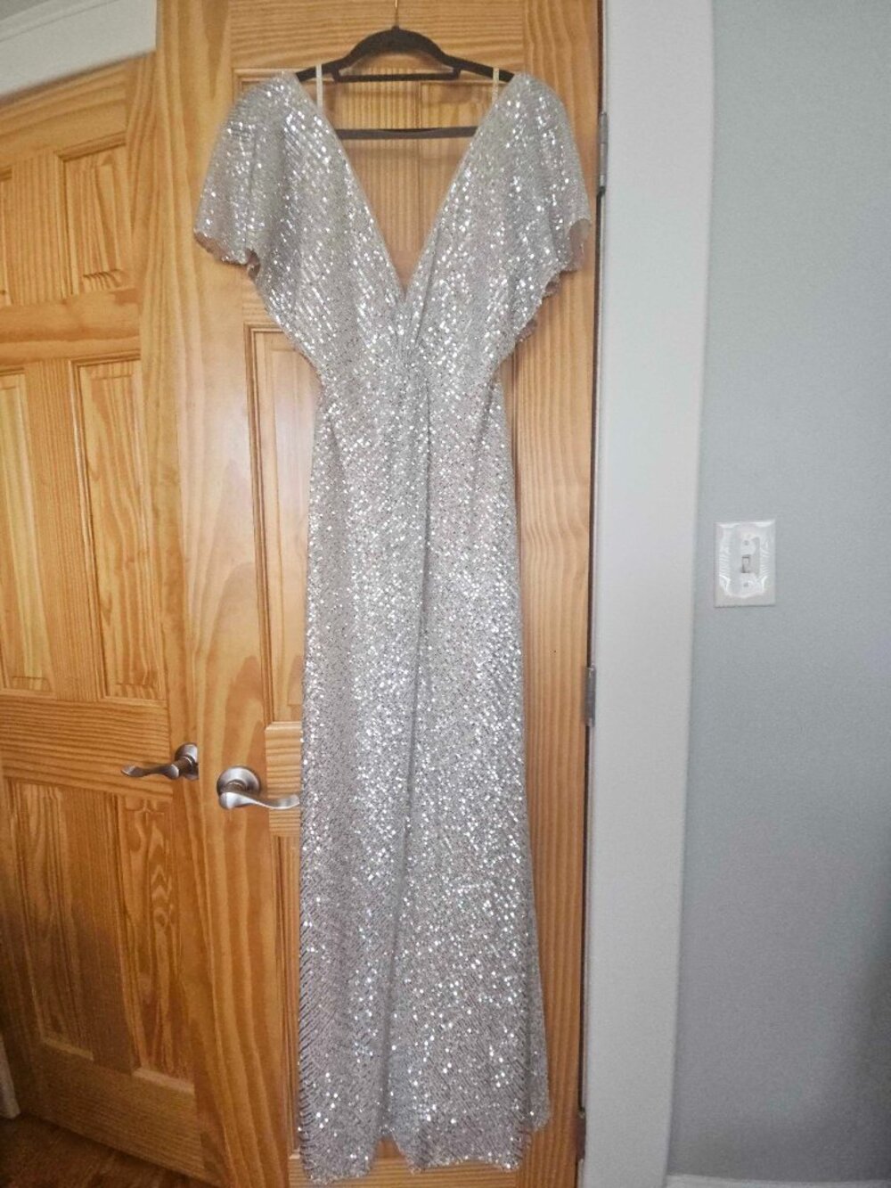 Jenny Yoo Bridesmaid Dress Silver Sequin Size 6